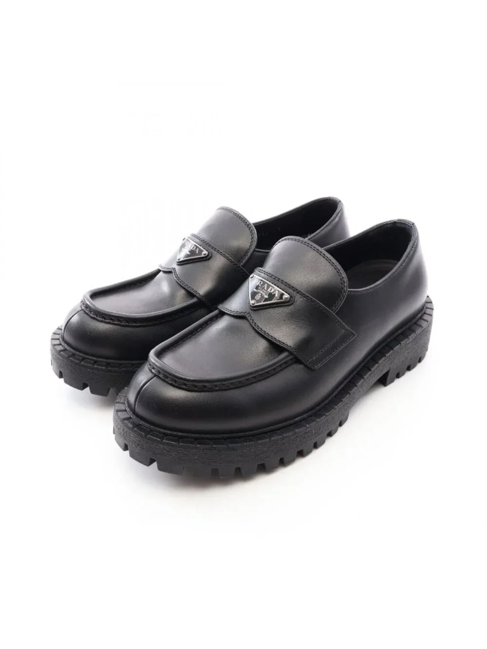Prada Loafers Triangle Plate Leather